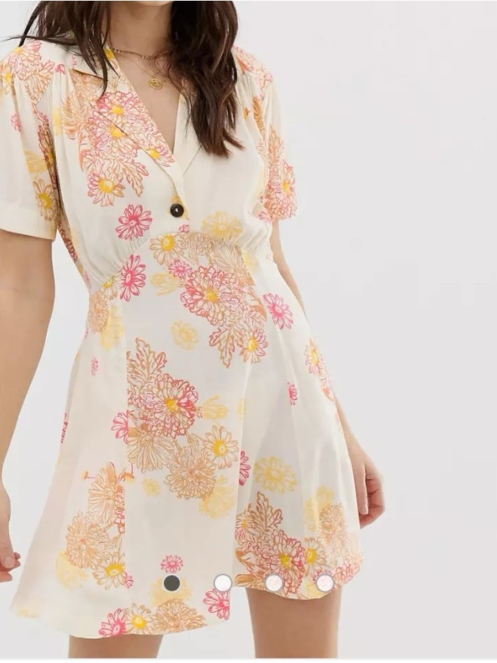 Free People Cream Floral Maxi Dress with Pink and Yellow Print